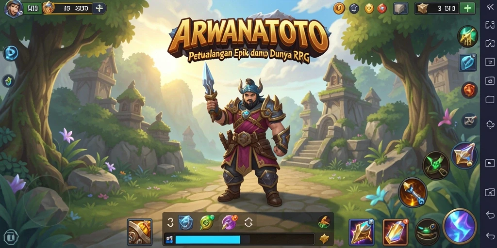 Tampilan gameplay RPG ARWANATOTO yang menakjubkan dan penuh aksi.