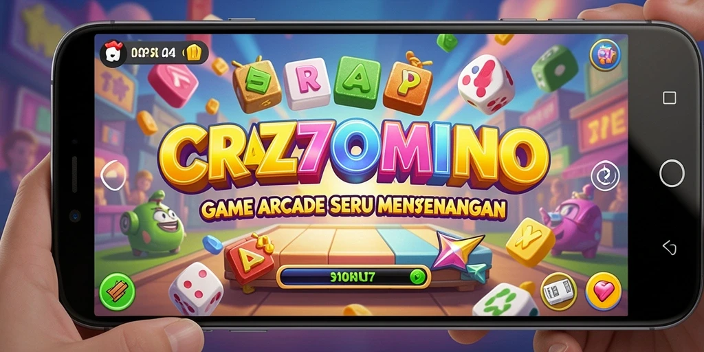 Screenshot gameplay <strong>CRAZYDOMINO</strong> menunjukkan aksi domino yang seru.