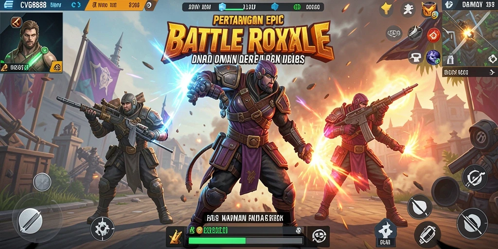 Tangkapan layar menunjukkan aksi seru gameplay Battle Royale.