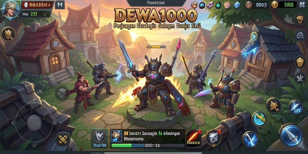 Screenshot gameplay DEWA1000 yang menampilkan pertempuran epik.