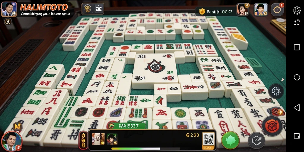 Tangkapan layar utama HALIMTOTO menampilkan permainan Mahjong yang seru dan penuh warna.