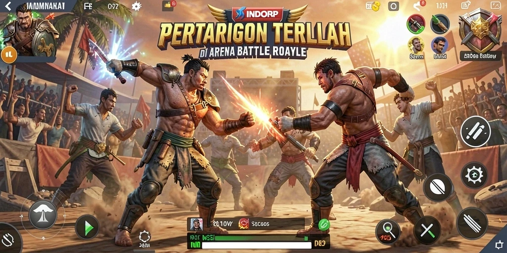 Tampilan gameplay seru dalam arena Battle Royale INDORP.