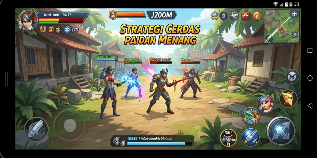 Screenshot J200M menampilkan aksi penuh strategi dari gameplay yang intens.