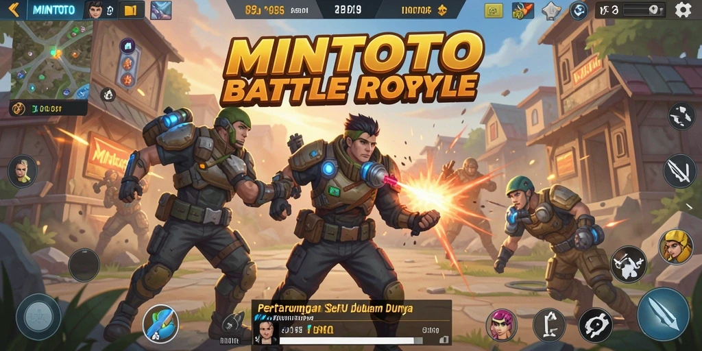 Screenshot permainan MINTOTO yang menunjukkan aksi Battle Royale yang menegangkan.