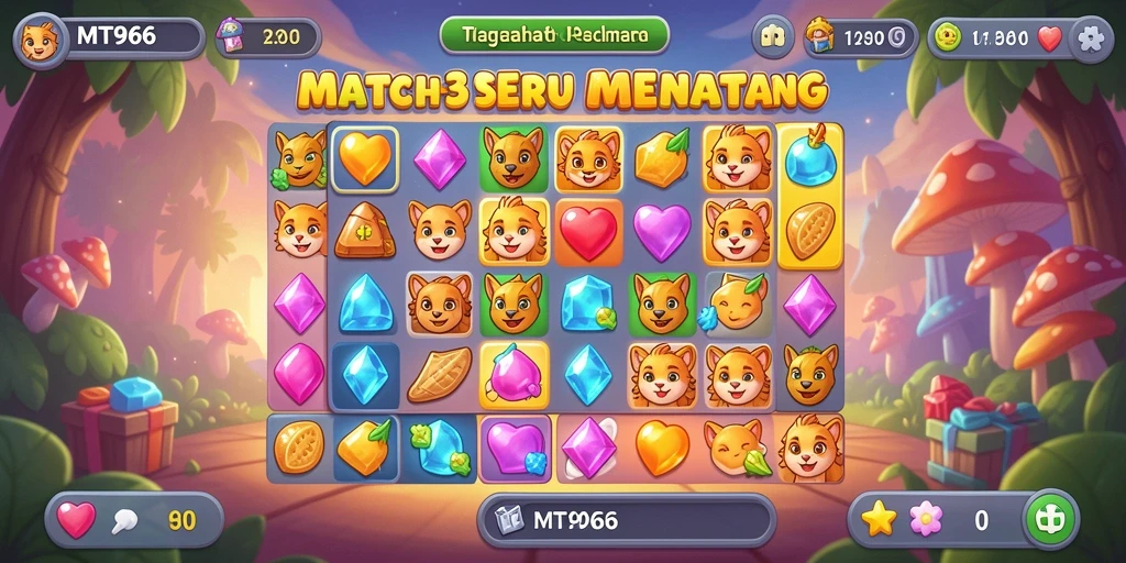 Gameplay seru MT966 dengan elemen match-3 yang menarik.