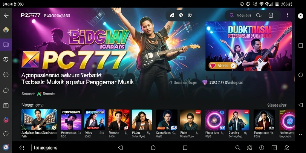 Tampilan gameplay PC777 dengan berbagai pilihan musik.