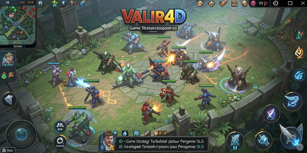 Screenshot utama VALIR4D menampilkan aksi pertempuran strategis yang seru.