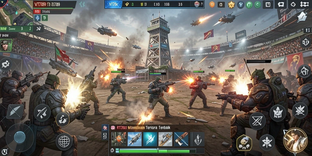 Tangkapan layar menampilkan gameplay seru di VT789 dengan aksi Tower Defense.