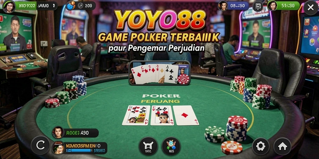 Screenshot utama menunjukkan gameplay seru dalam permainan Poker.